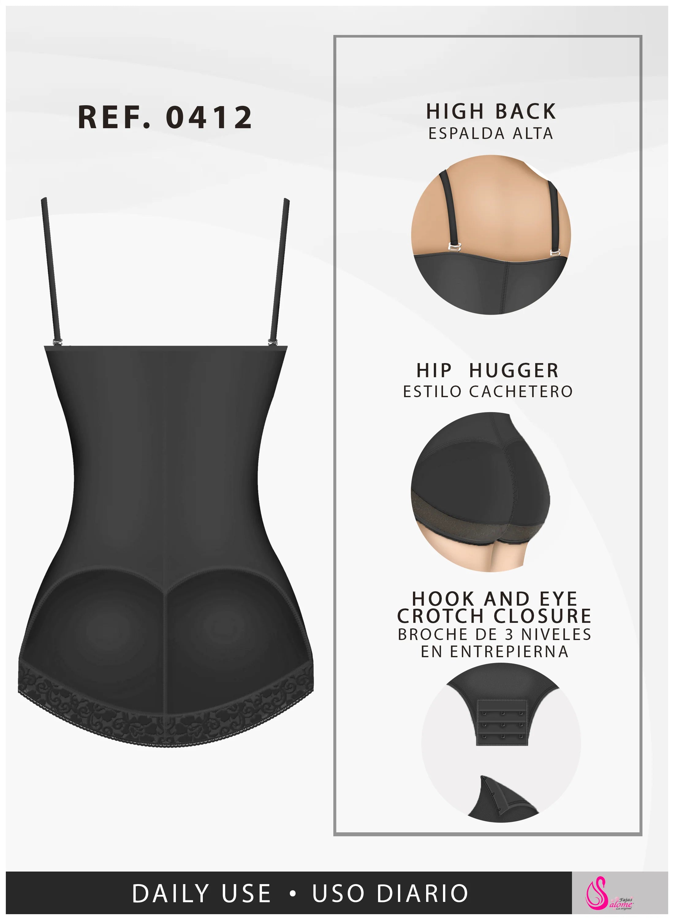 0412 Salome Strapless Butt Lifting Shapewear Girdle for Dresses - Daily Use Body Shaper