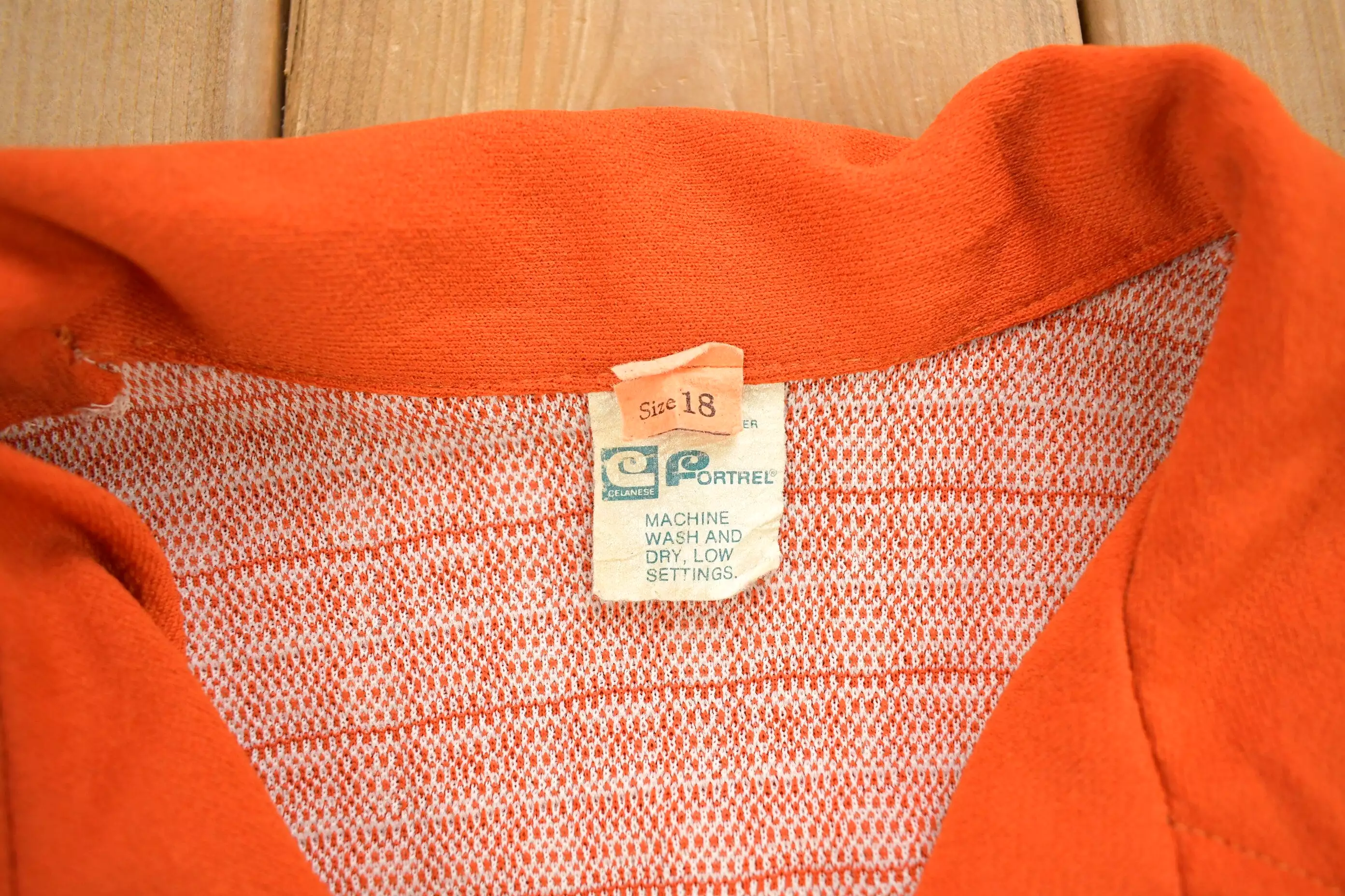 1960s Retro Womenswear: Orange Geo Metric Pattern Overcoat/Blouse with Dagger Collar