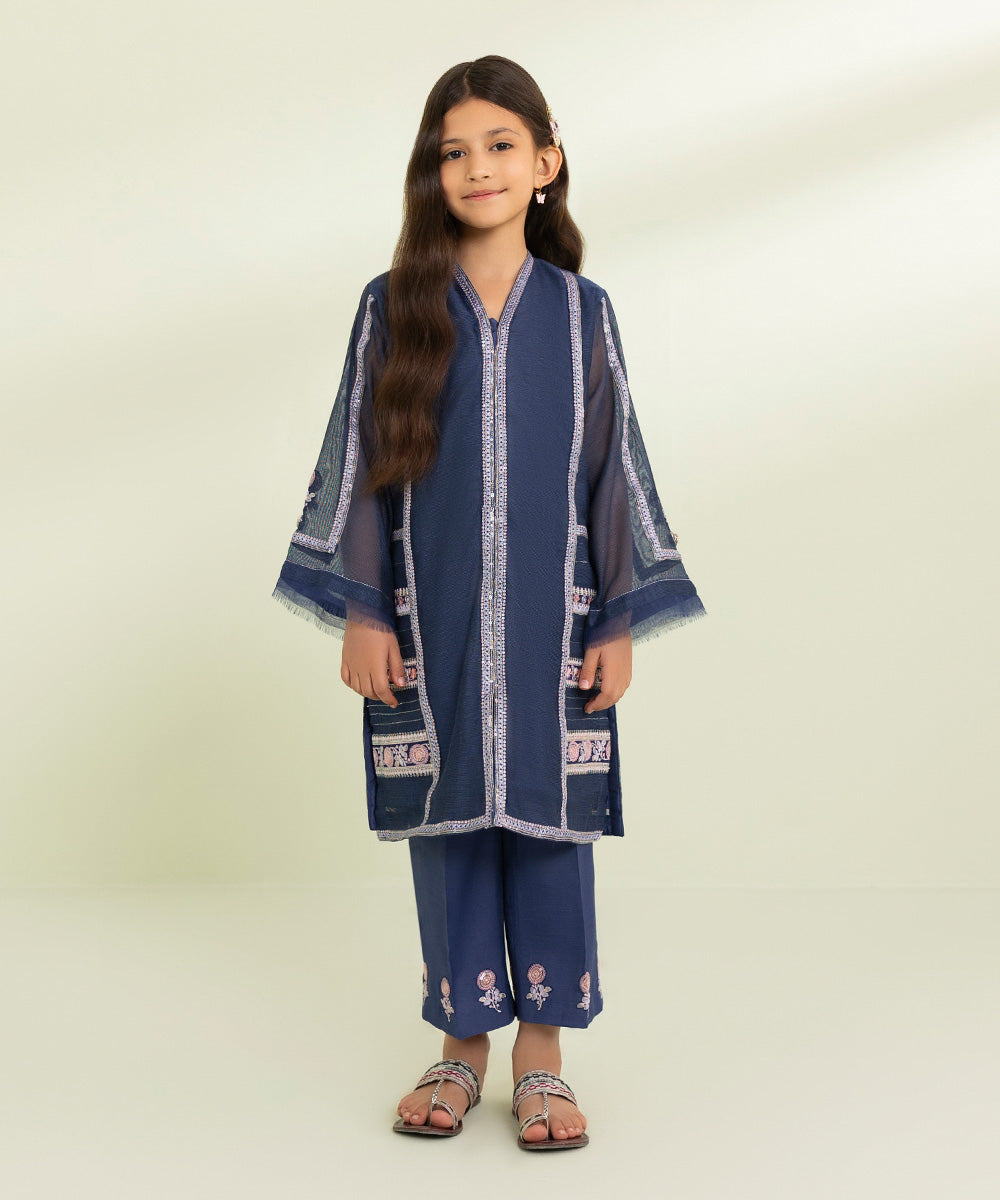 2 Piece - Embroidered Khaddi Net Suit - Buy Now