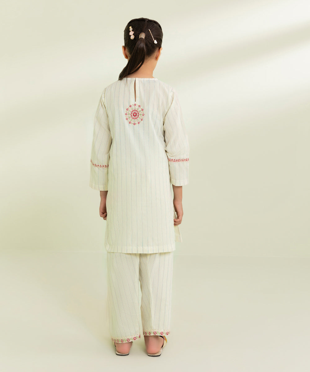 2 Piece - Embroidered Multicolor Suit with Neps