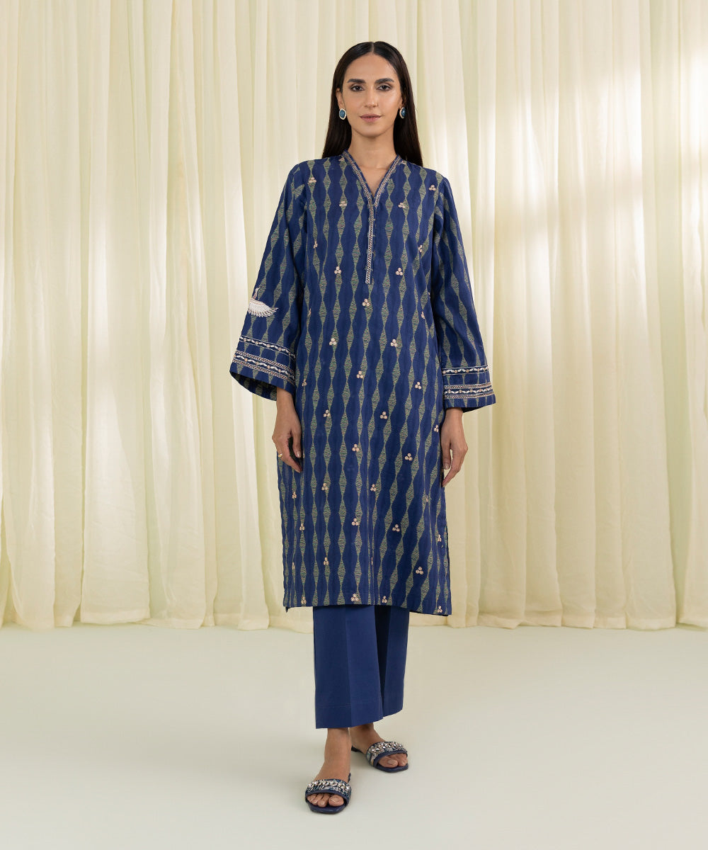 2 Piece Jacquard Suit with Embroidery