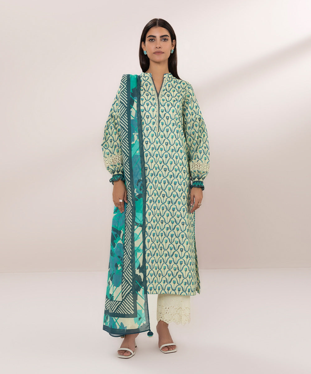 2 Piece Printed Zari Lawn Suit