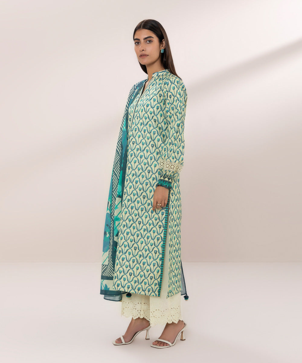 2 Piece Printed Zari Lawn Suit