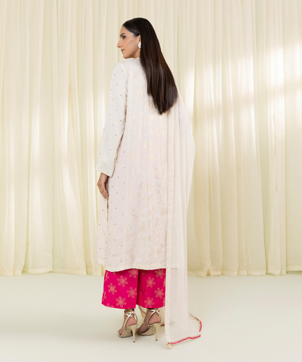 3 Piece Embroidered Silk Suit - Shop Now!