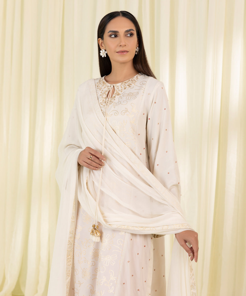 3 Piece Embroidered Silk Suit - Shop Now!