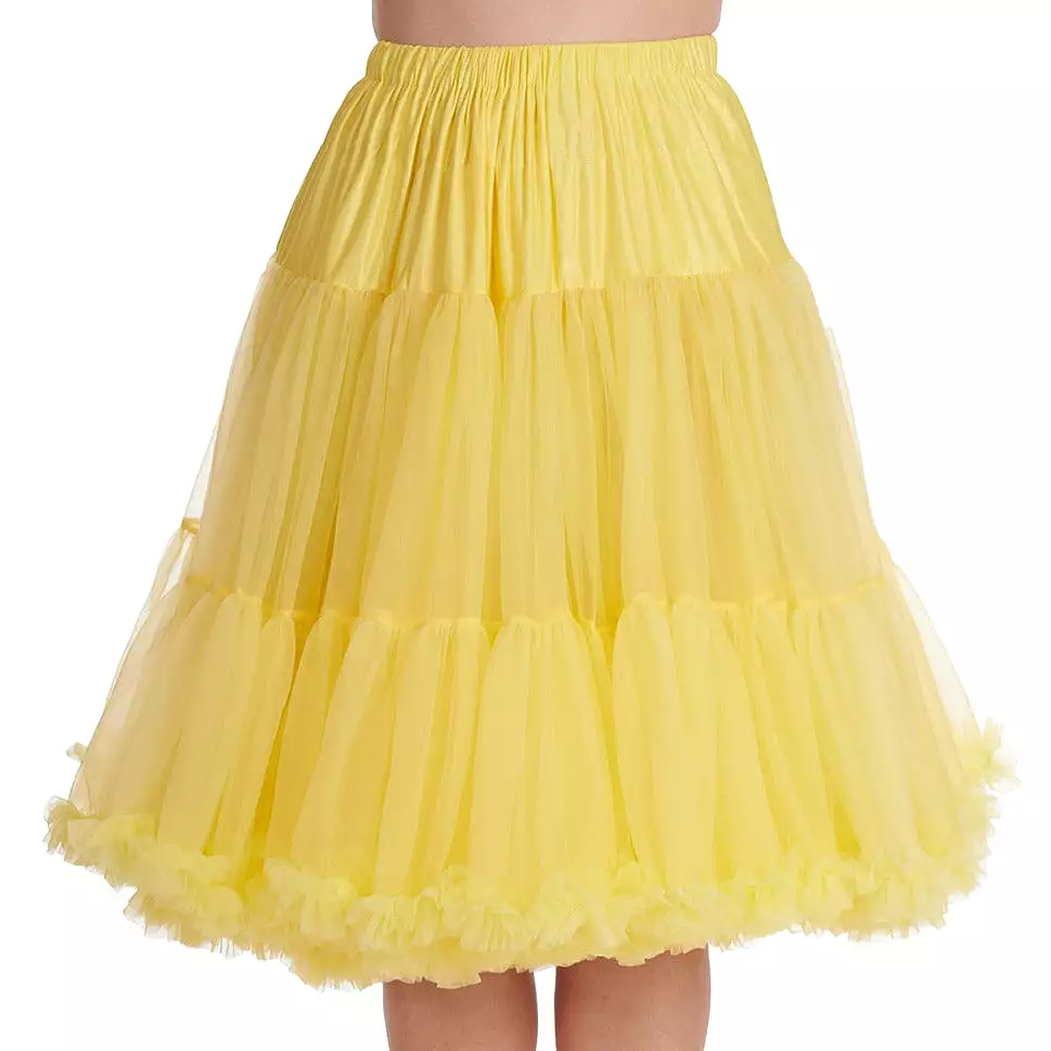 50s vintage rockabilly skirt, full yellow petticoat skirt with extra length