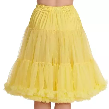 50s vintage rockabilly skirt, full yellow petticoat skirt with extra length