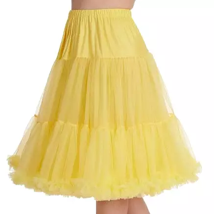 50s vintage rockabilly skirt, full yellow petticoat skirt with extra length