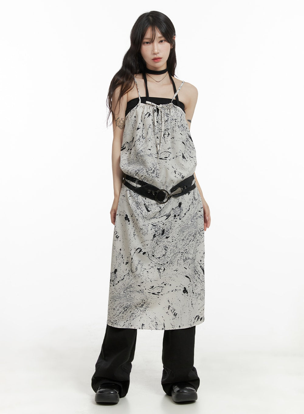 Abstract Splash Paint Maxi Dress CA408