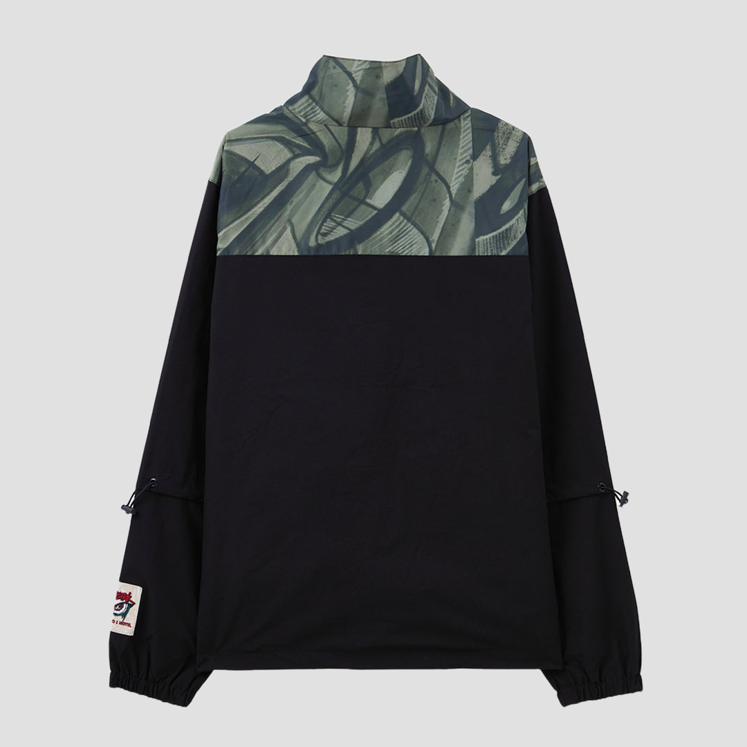 ABSTRK Black Windbreaker with Glitch Design