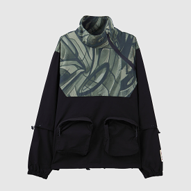 ABSTRK Black Windbreaker with Glitch Design