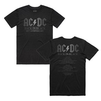 ACDC Back In Black T-Shirt - 40th Anniversary Edition - Unisex