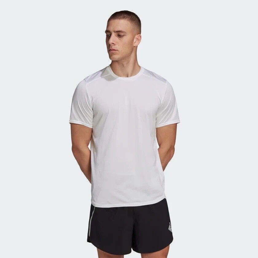 adidas Running T-Shirt - White Black Coral Reflective Breathable