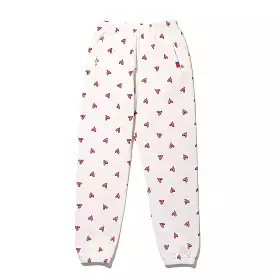 All Over Heart Sweatpants - Cream/Pink.