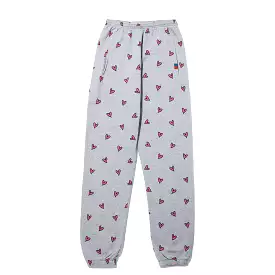 All Over Heart Sweatpants Heather Grey Pink