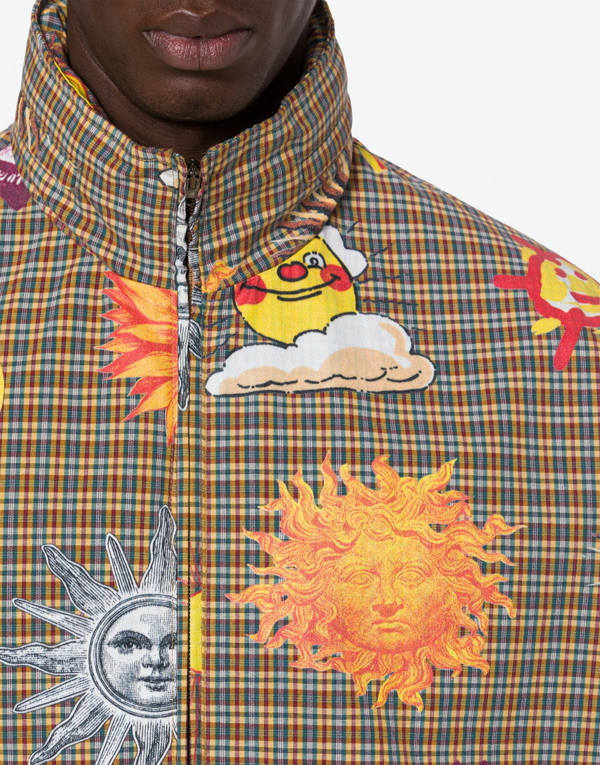 All Over Sun Smiley Print Cotton Windbreaker