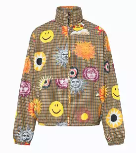 All Over Sun Smiley Print Cotton Windbreaker