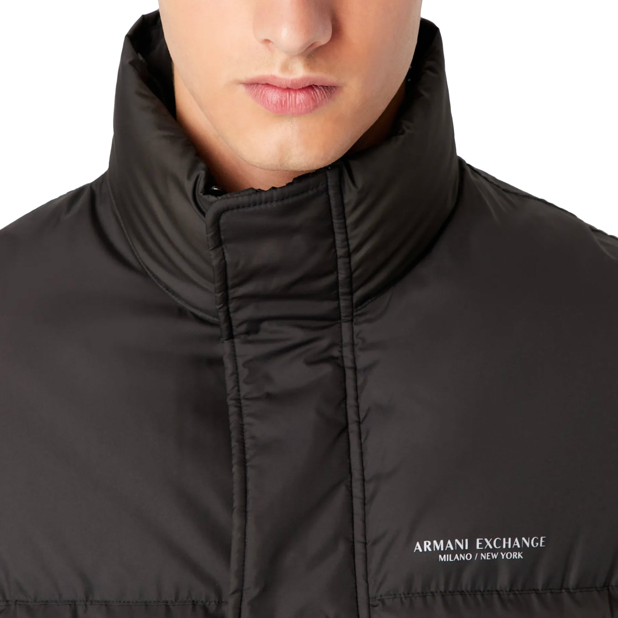 Armani Exchange Down-Filled Parka with Fur Collar - Black