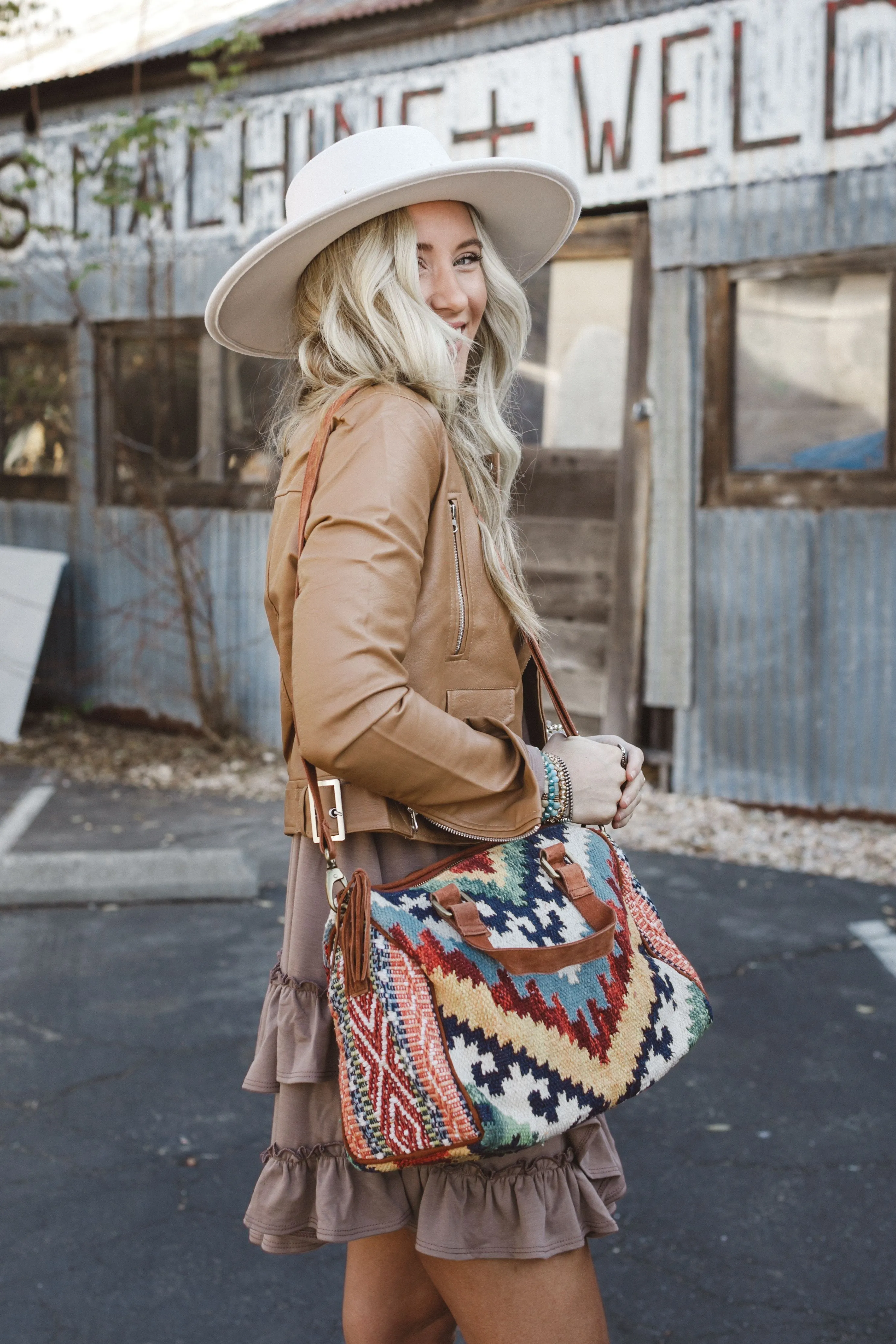 Artisan Woven Handbag - Brown Multi