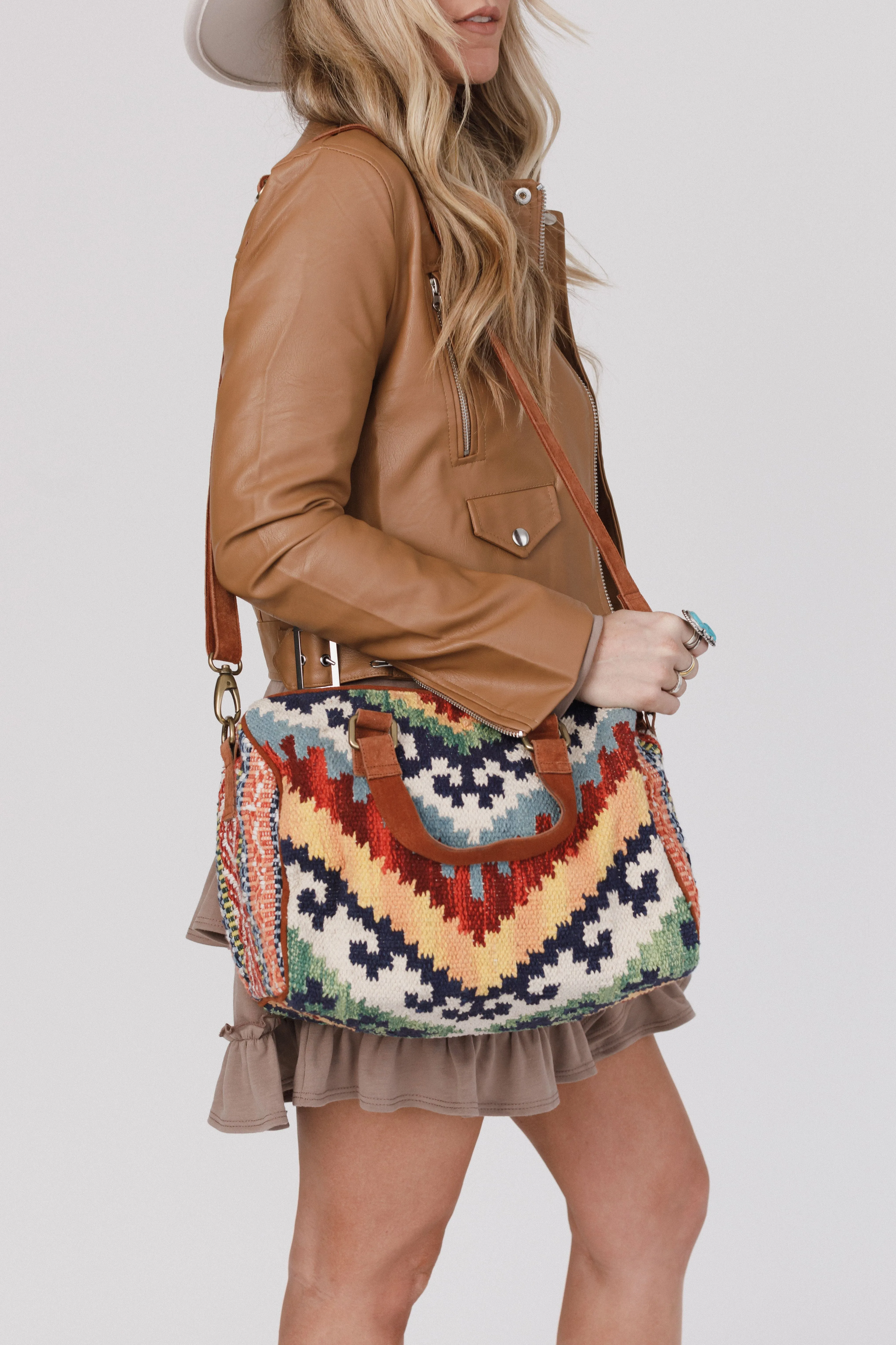 Artisan Woven Handbag - Brown Multi