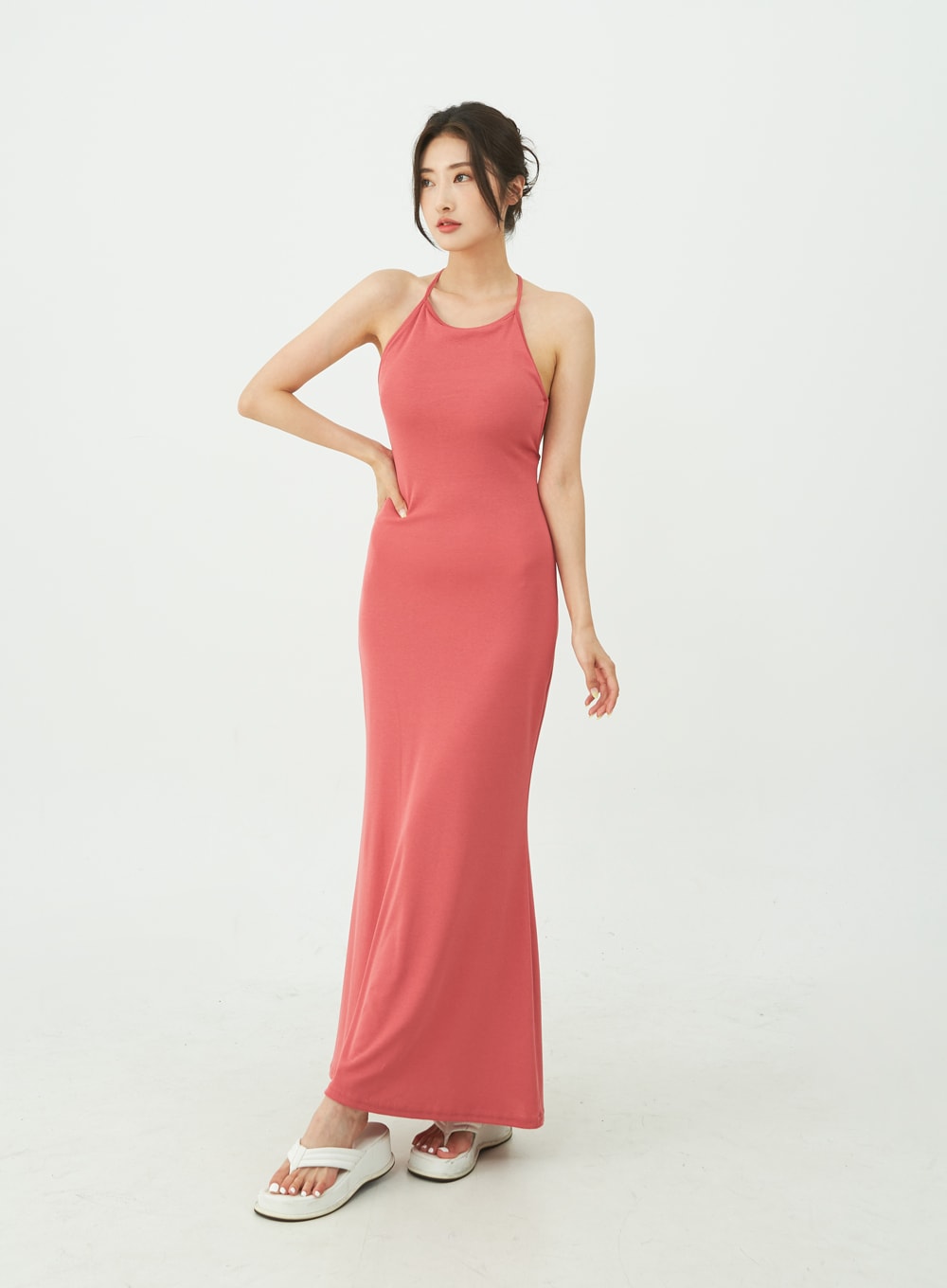 Back Cross Strap Maxi Dress IU11