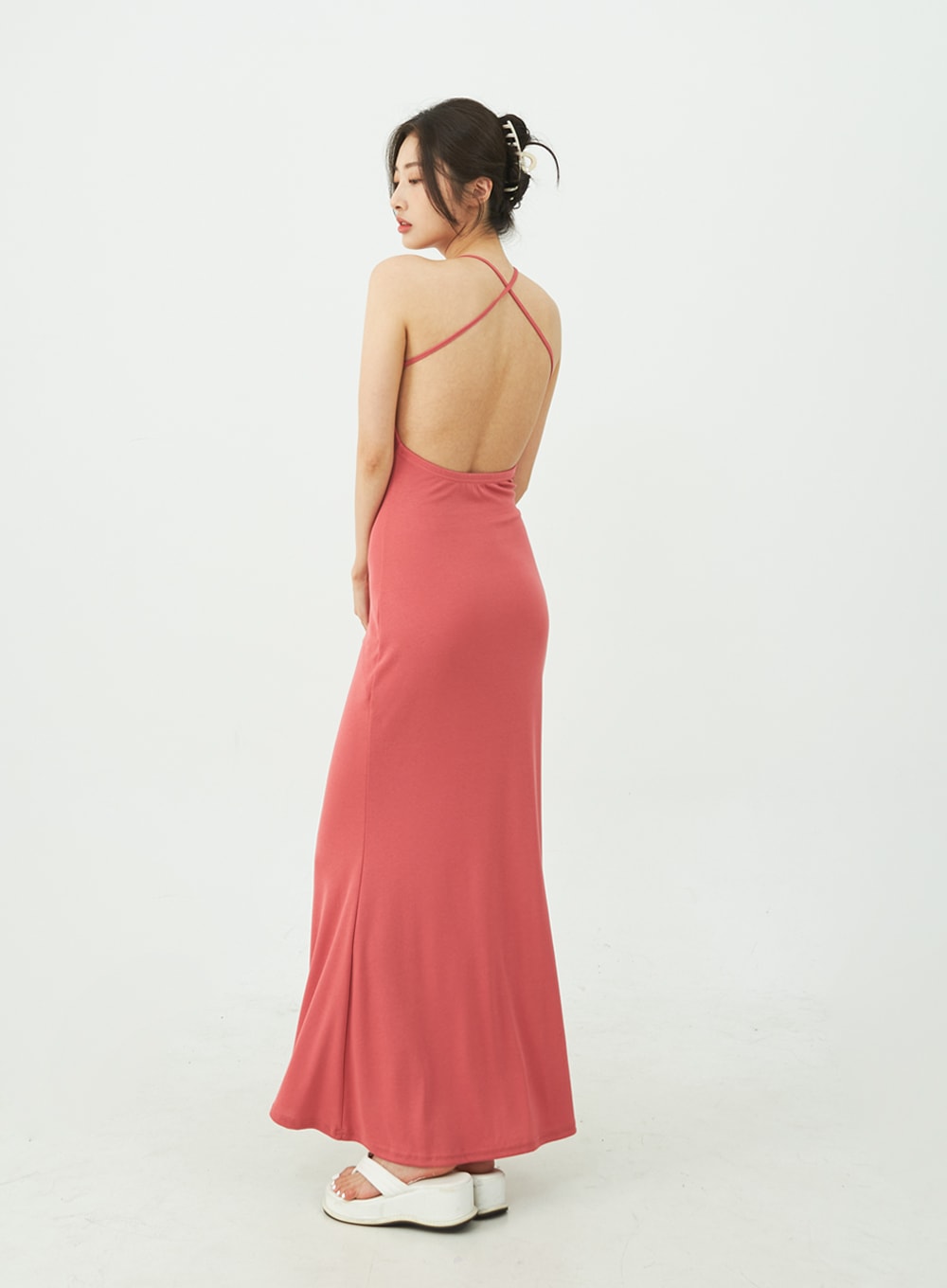 Back Cross Strap Maxi Dress IU11