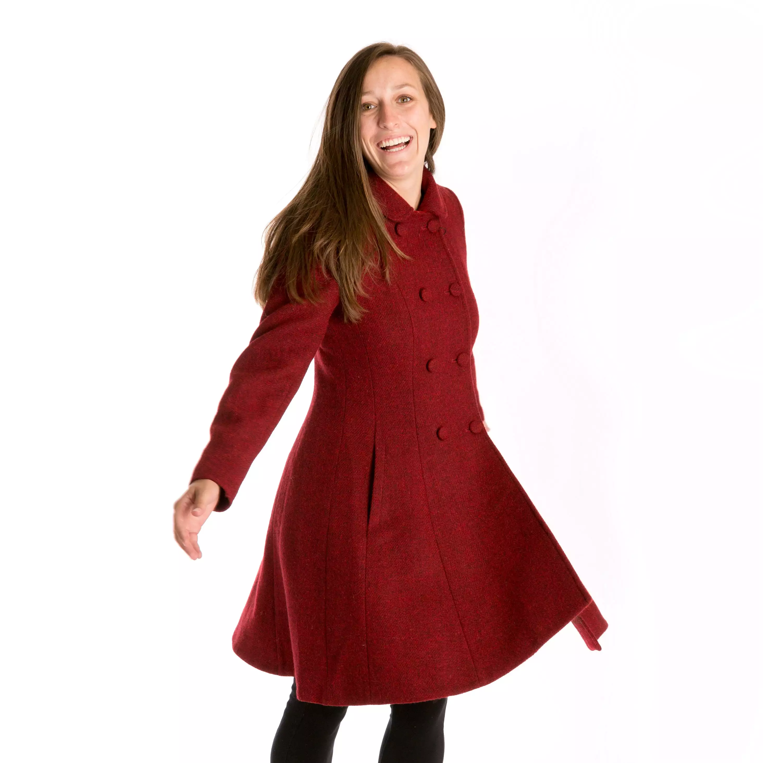 Belle Semi-Flare Harris Tweed Overcoat for Sale [3 Colors]