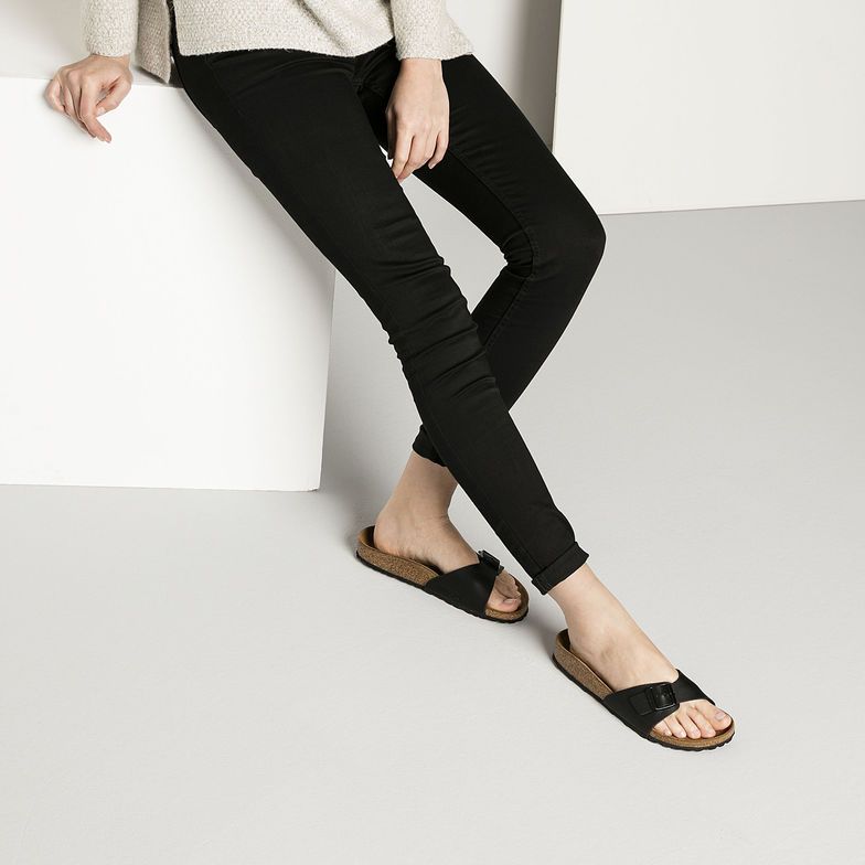 Birkenstock black sandals Madrid Big Buckle Oiled Leather