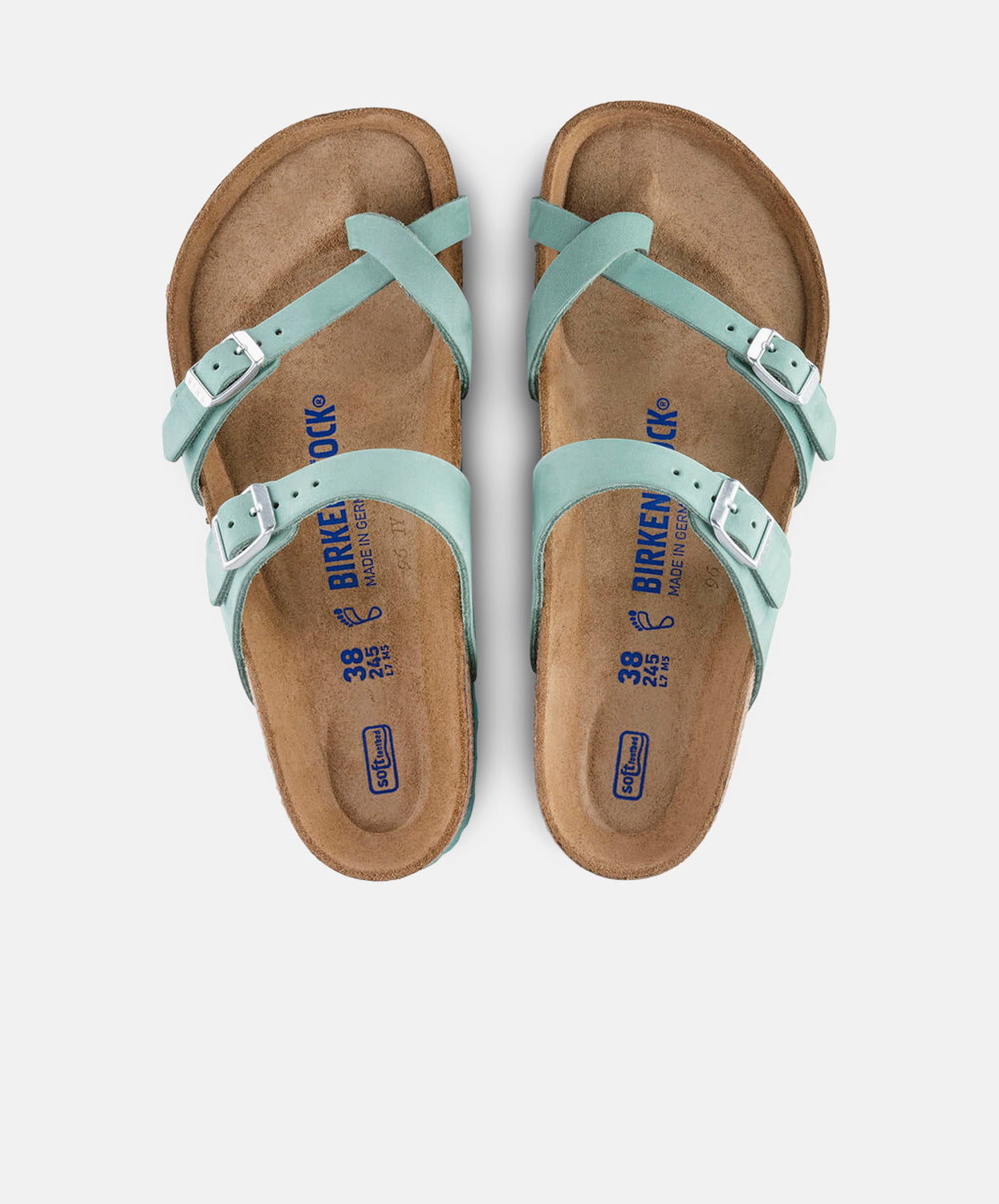 Birkenstock Mayari Nubuck Leather Sandals - Beryl Soft Footbed