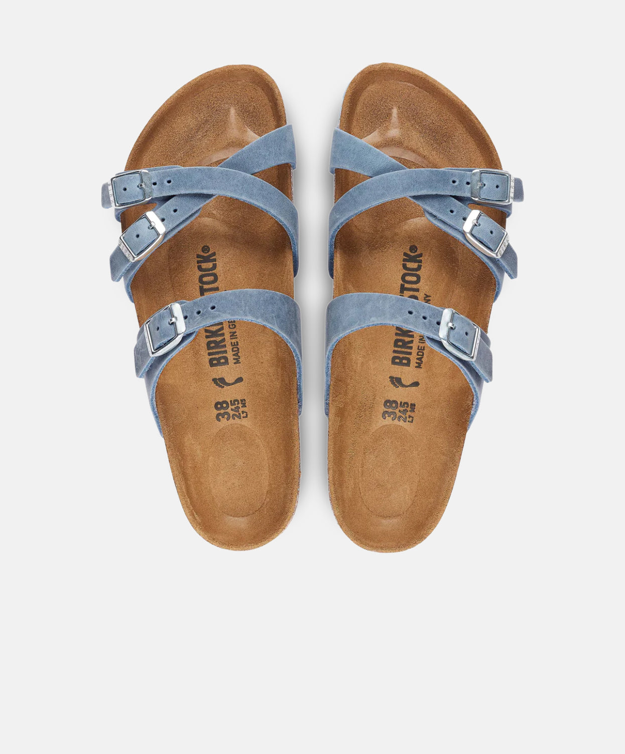 Birkenstock Oiled Leather Sandals, Dusty Blue - Franca