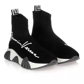 Black and white high top sneakers for sale.