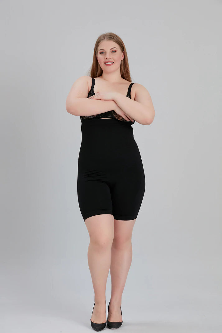 Black High Waisted Shapewear Shorts in London + Shapewear