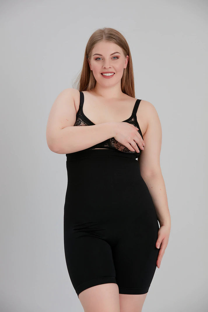 Black High Waisted Shapewear Shorts in London + Shapewear