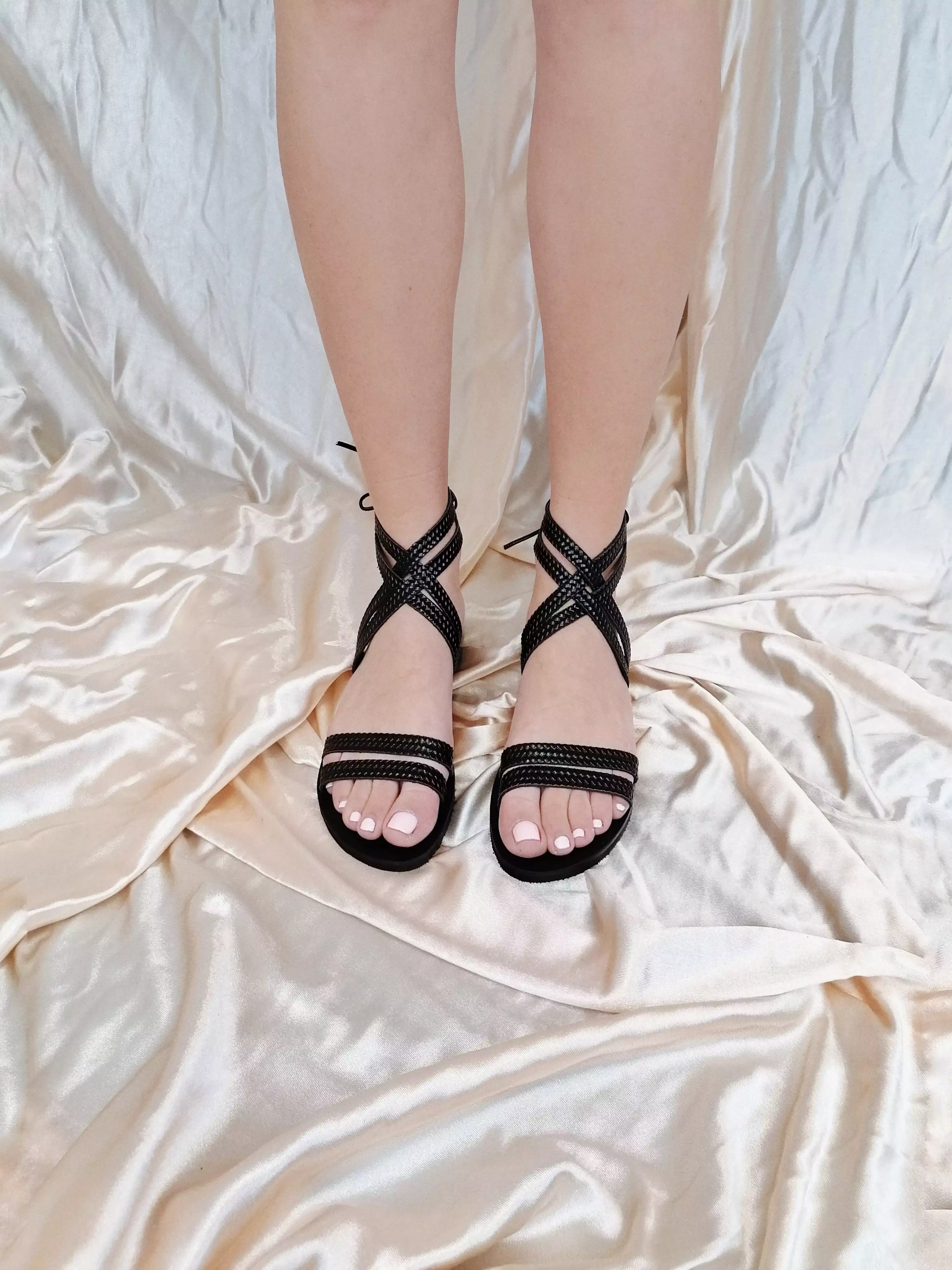 Black leather flat sandals - Result