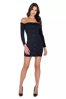 Black Off Shoulder Mini Dress Clubwear