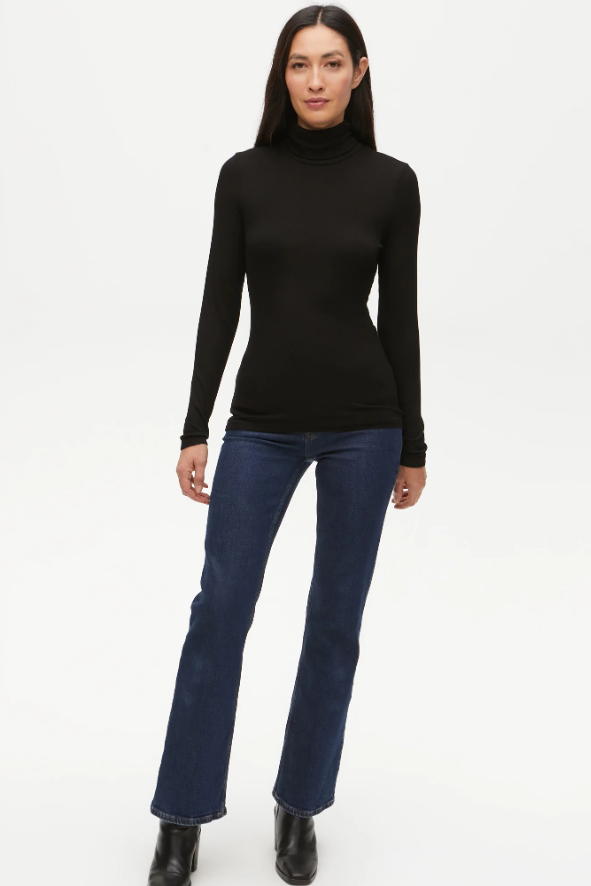 black ribbed turtleneck