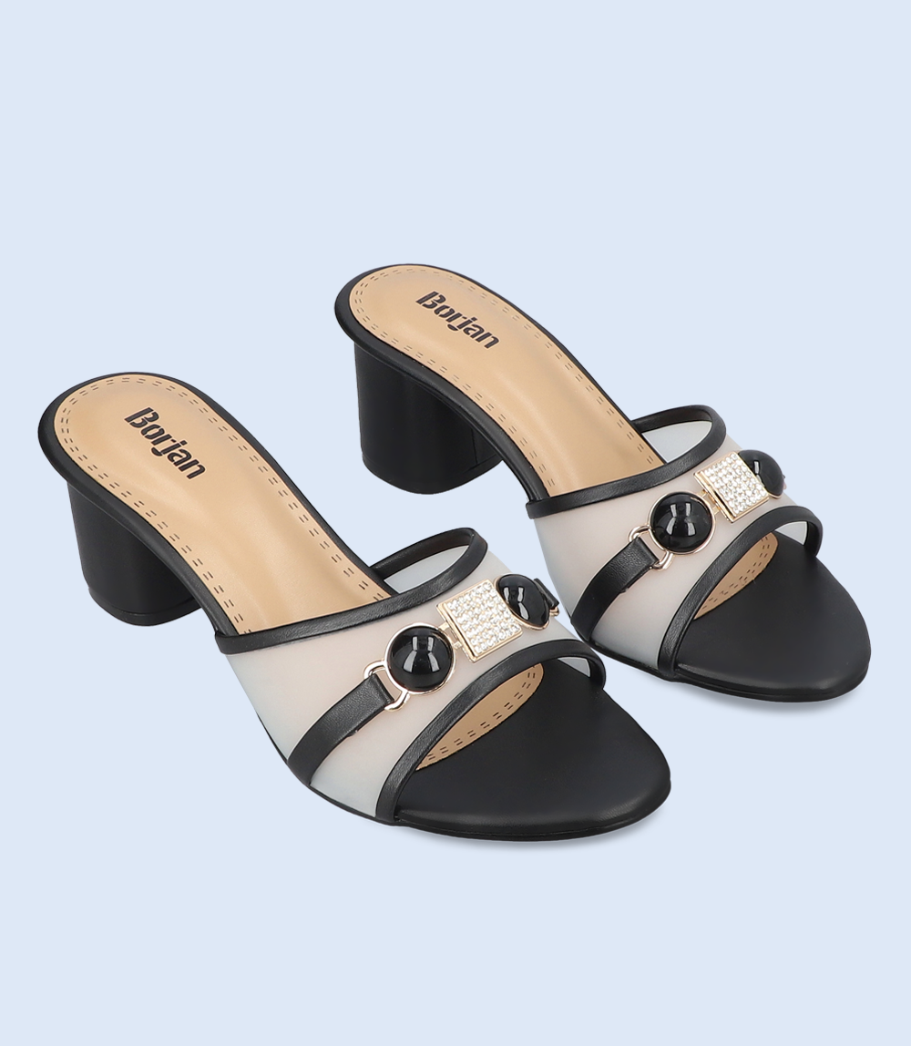 Black slipper heel for women - BW9352.