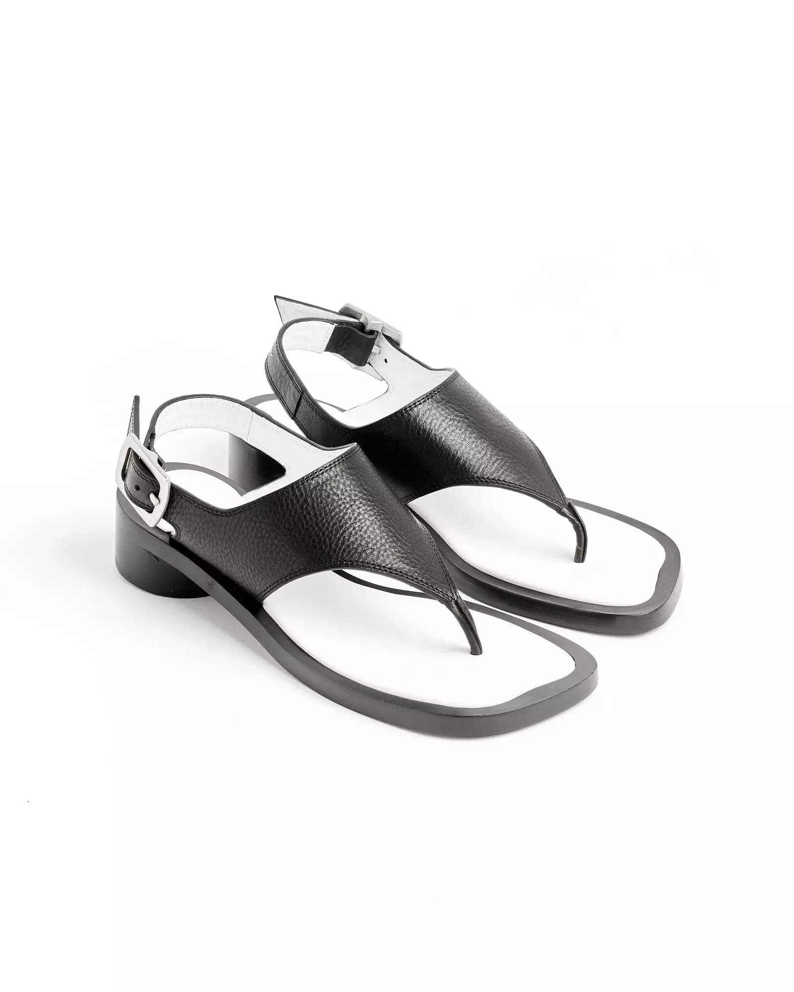 Black Thong Slingback Sandals