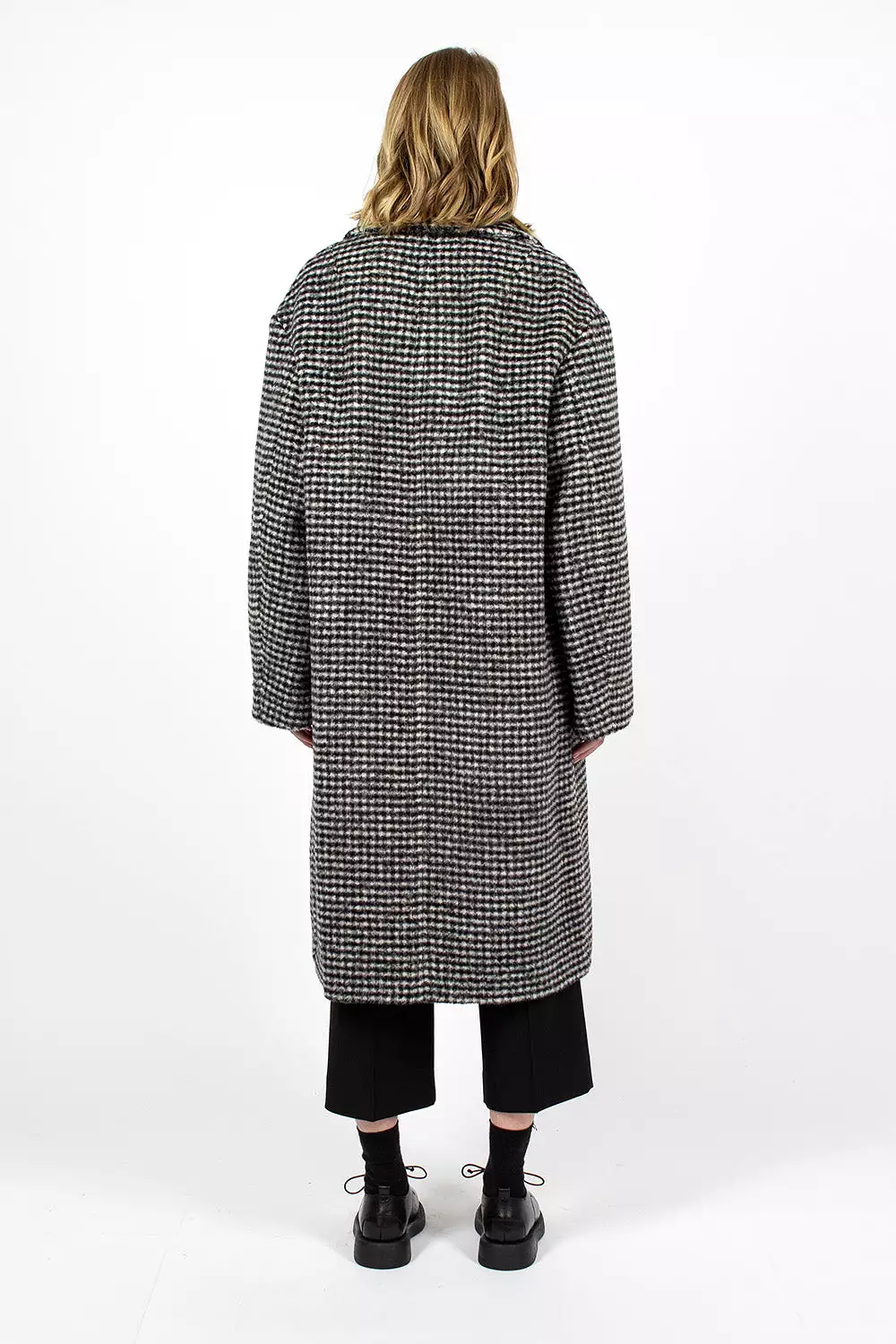 Black/White Checkered Overcoat