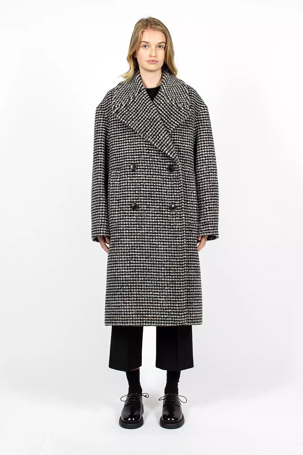 Black/White Checkered Overcoat