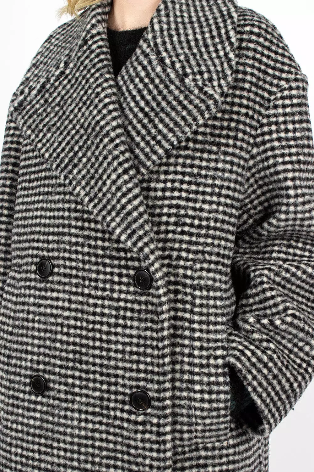 Black/White Checkered Overcoat