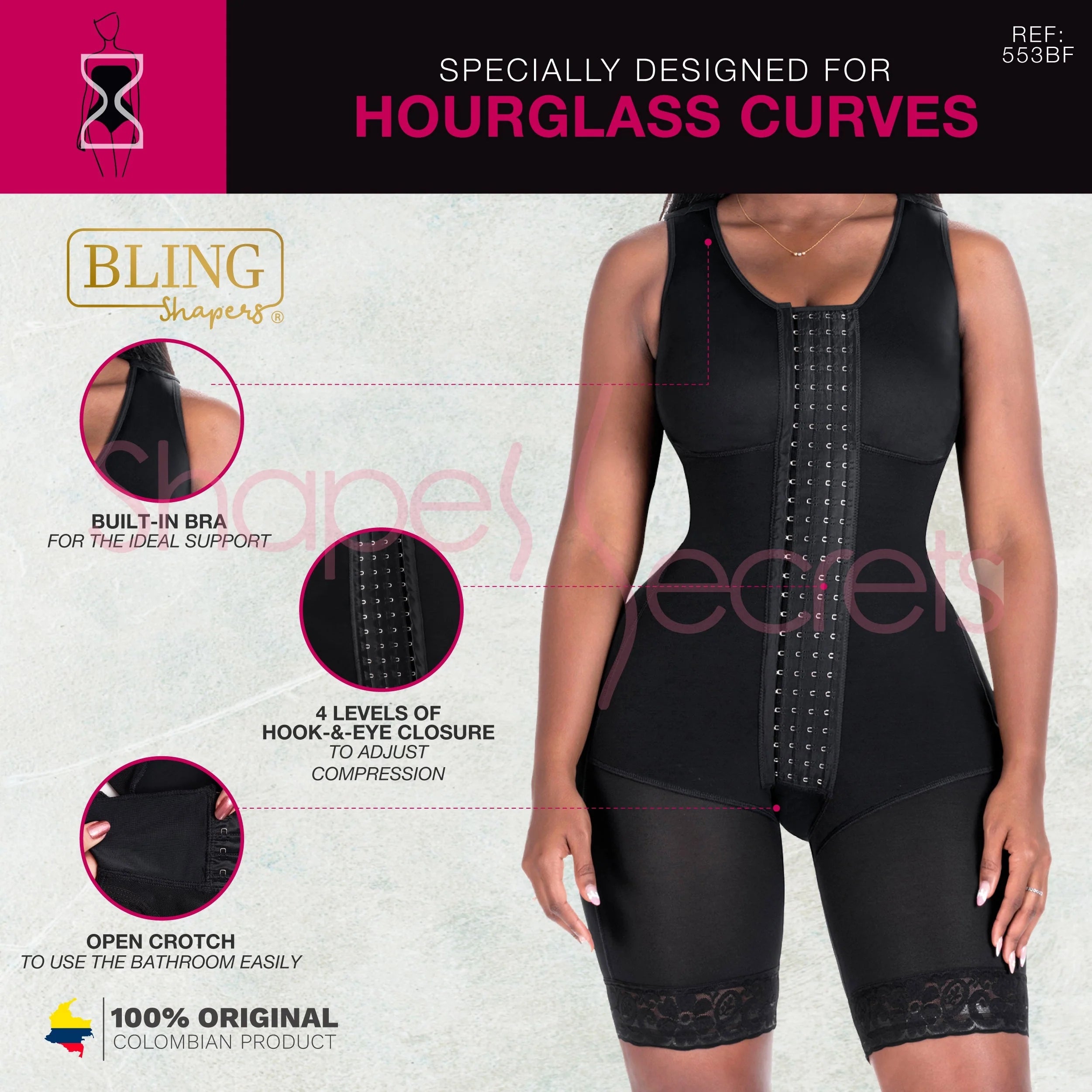 BLING SHAPERS EXTREMO 553BF | BODY SHAPEWEAR WITH BUILT-IN BRA | POSTSURGICAL AND DAILY USE | POWERNET