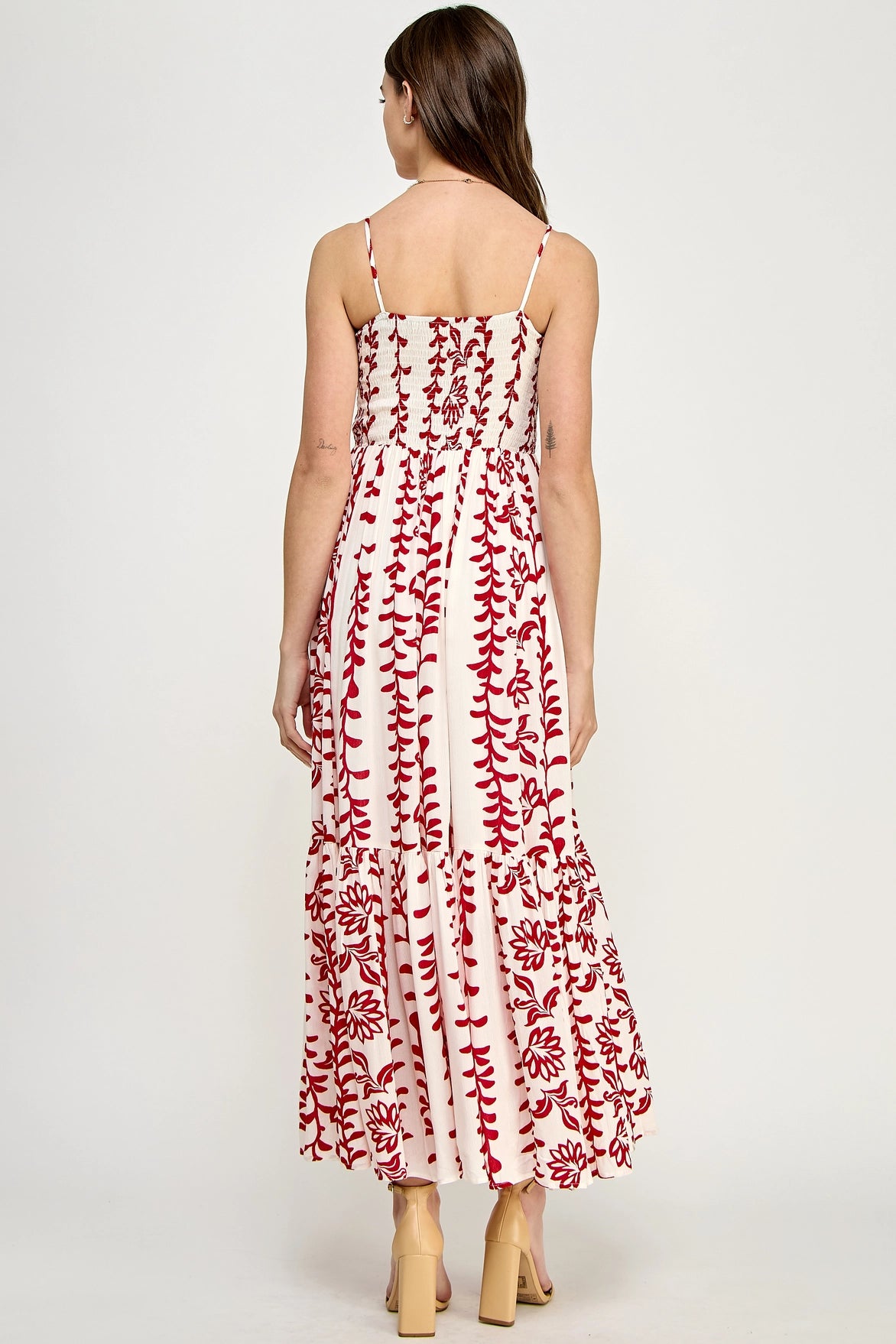 Bloom red floral maxi dress with a view