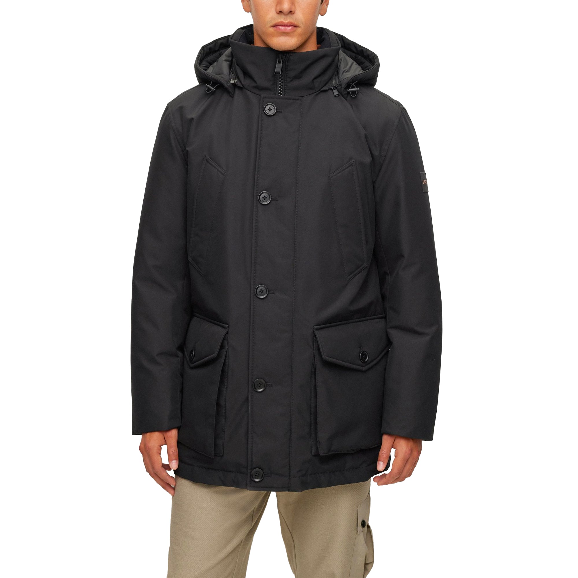 Boss Osiass Arctic Hooded Parka - Black, Men's Winter Jacket, Warm and Stylish Outerwear