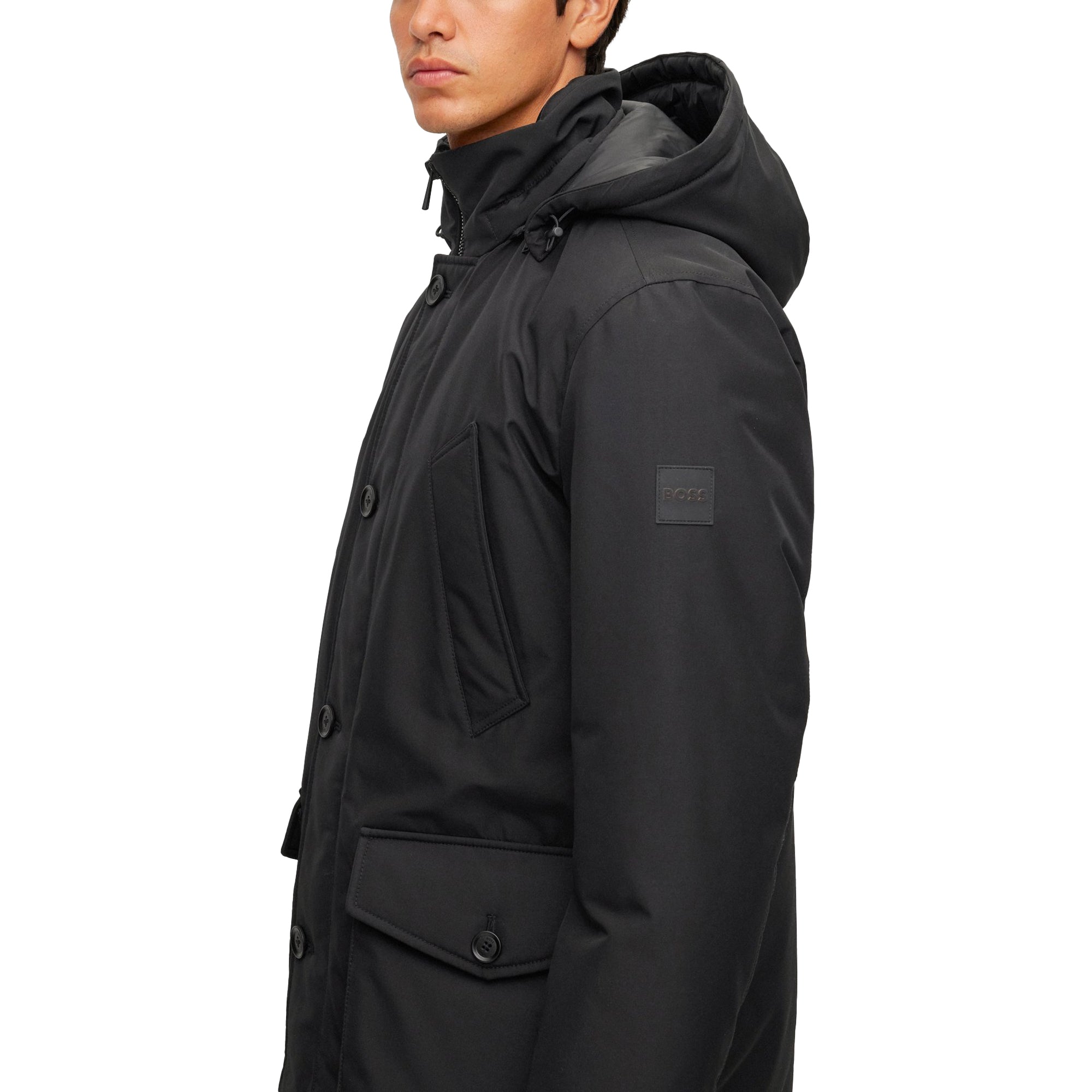 Boss Osiass Arctic Hooded Parka - Black, Men's Winter Jacket, Warm and Stylish Outerwear