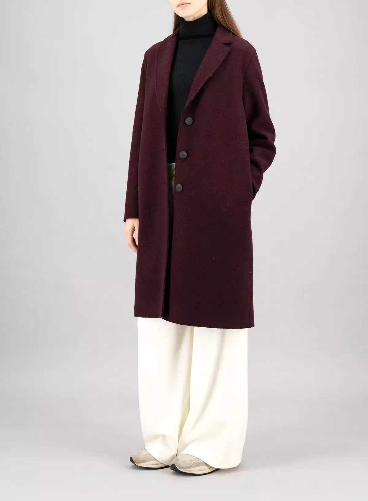 Burgundy Mouline Boiled Wool Overcoat - Best Result