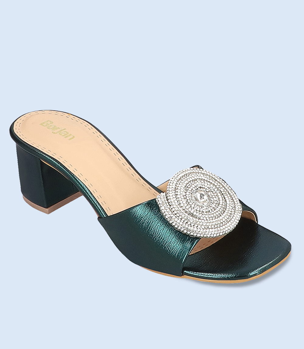 BW8686 Green Women Formal Slipper Heels