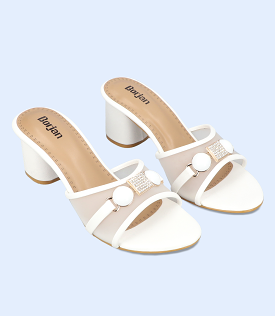 BW9352 white women slipper heel