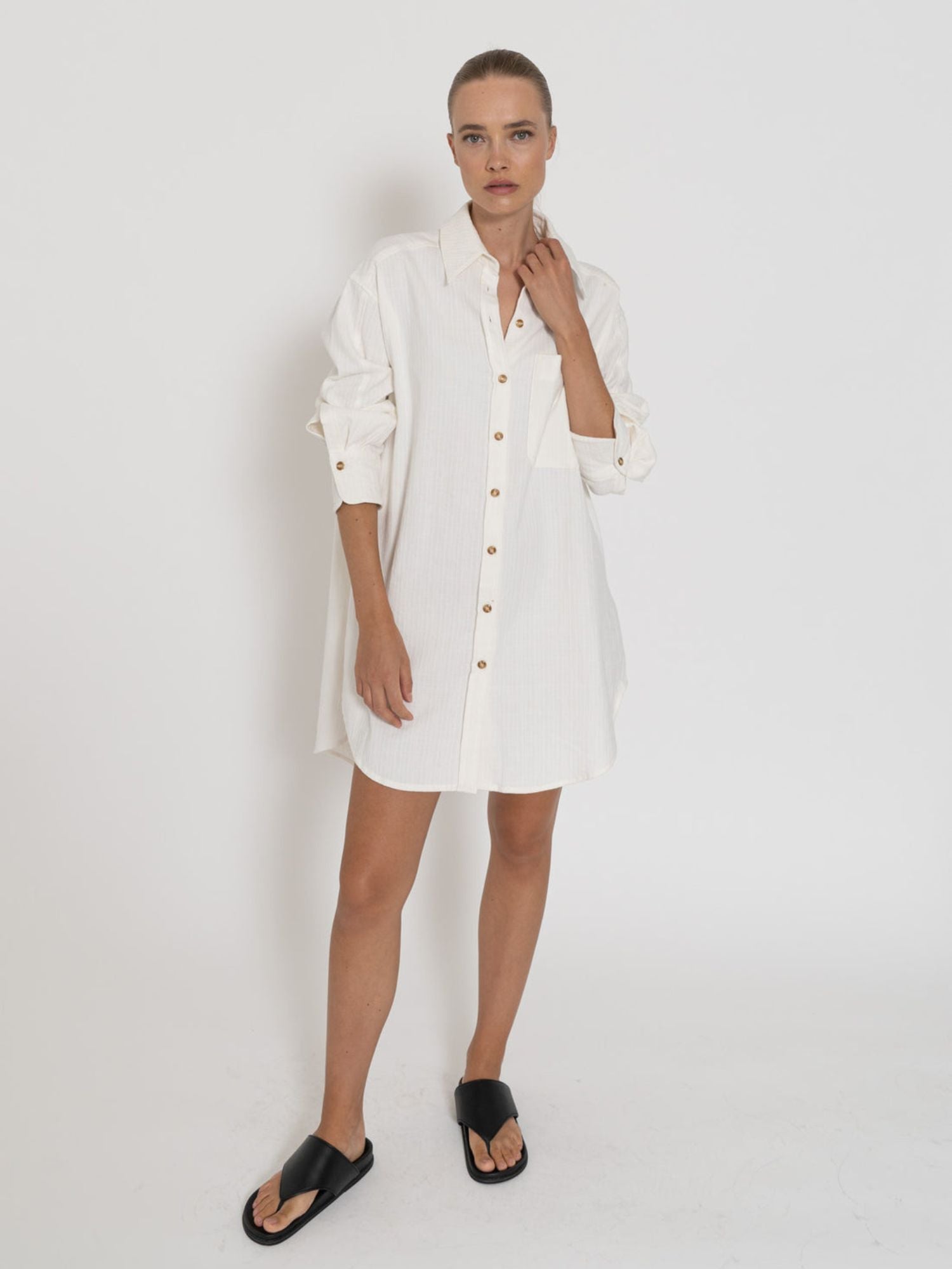 Capri Shirt Dress | White - Women's Capri Shirt Dress in White - Shop Now