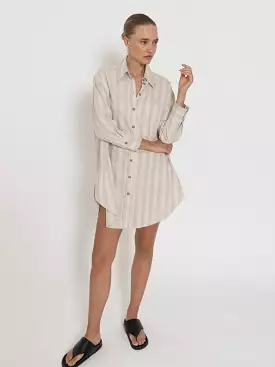 Capri Shirt Dress - Neutral Stripe